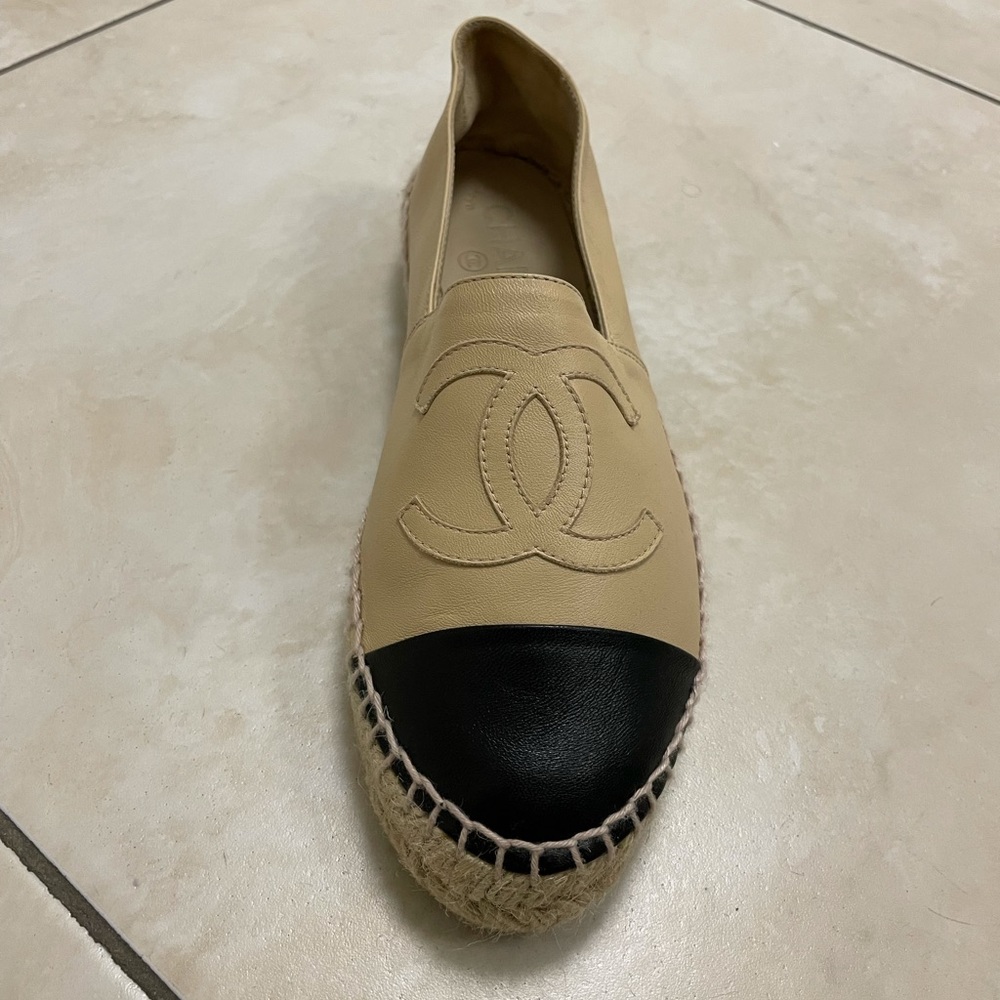 Chanel espadrilles, size 36, tan and black